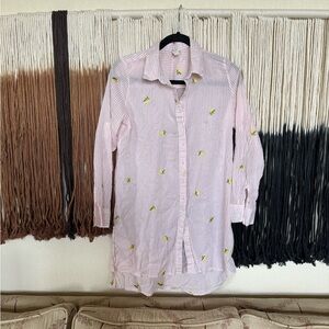 Pastel pink and white striped cotton button up shirt; perfect condition